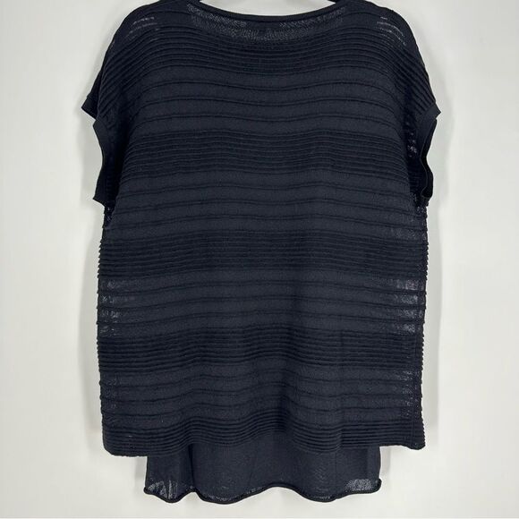 Sweaters - LAFAYETTE 148 Women’s Black Layered Linen Sweater Top Sz S